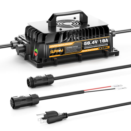 Suraziki 58,4 Volt 18 Ampere Lithium LiFePO4 Onboard-Batterieladegerät für 48 V (51,2 V) Golfwagen, Wohnmobile, Boote und Zuhause