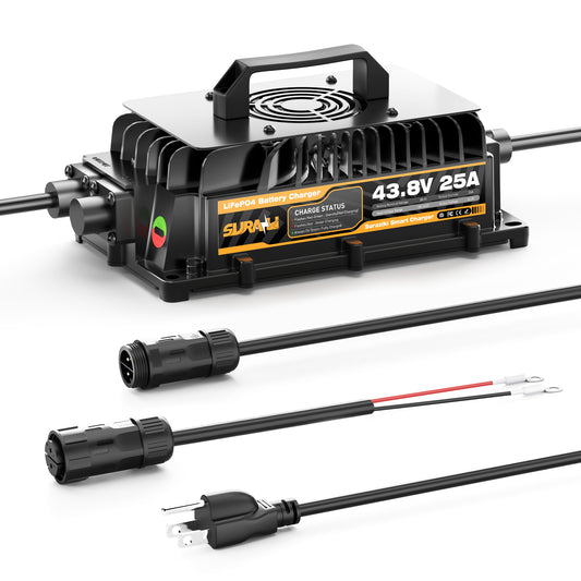 Suraziki 43,8 Volt 25 Ampere Lithium LiFePO4 Onboard-Batterieladegerät für 36 V (38,4 V) Golfwagen, Wohnmobile, Boote und Zuhause 