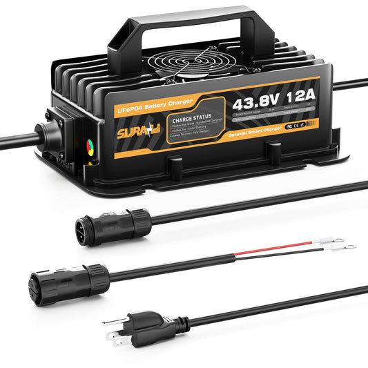 Suraziki 43,8 Volt 12 Ampere Lithium LiFePO4 Onboard-Batterieladegerät für 36 V (38,4 V) Golfwagen, Wohnmobile, Boote und Zuhause 