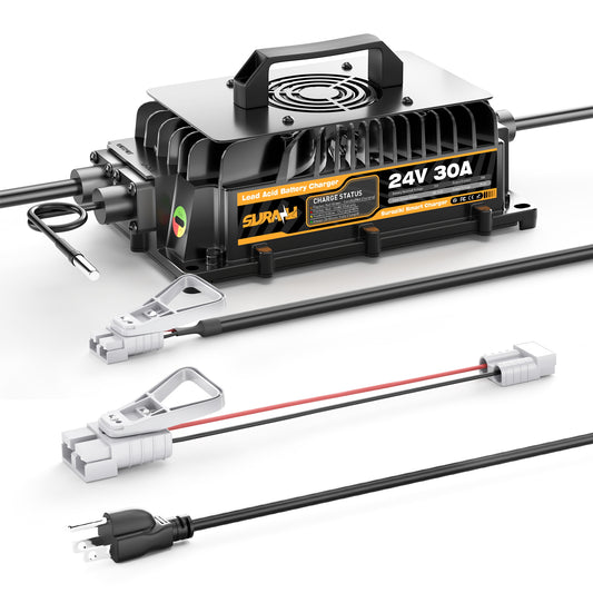 Suraziki 24V 30Amp Forklift Charger , 24V Lead Acid Battery Charger For Pallet Jack/Floor Scrubber, with Anderson50A and 175A Connector